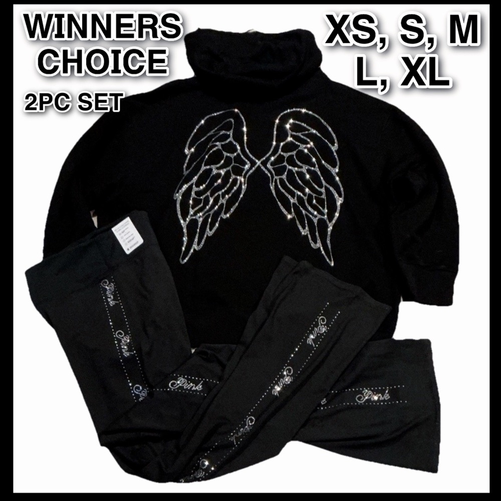NEW VICTORIAS BLING ICONIC HOODIE ANGEL WINGS & LEGGINGS SET XS~XL RARE BEAUTY
